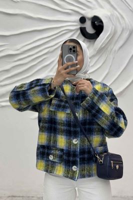 کت کوتاه چهار در جیب پشمی طرح دار R