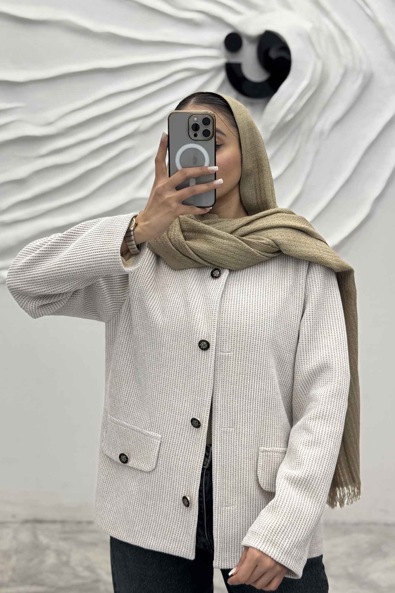 کت لمزور بیسکویتی آستردار یقه گرد مرسا