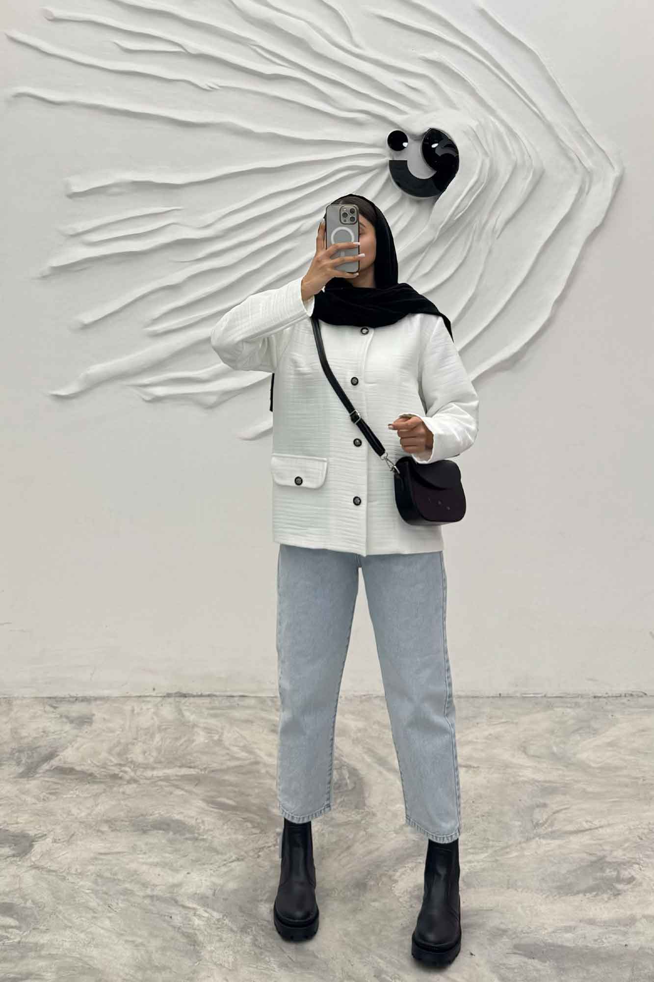 کت یقه گرد طرح جیب فریال مایسا