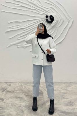 کت یقه گرد طرح جیب فریال مایسا