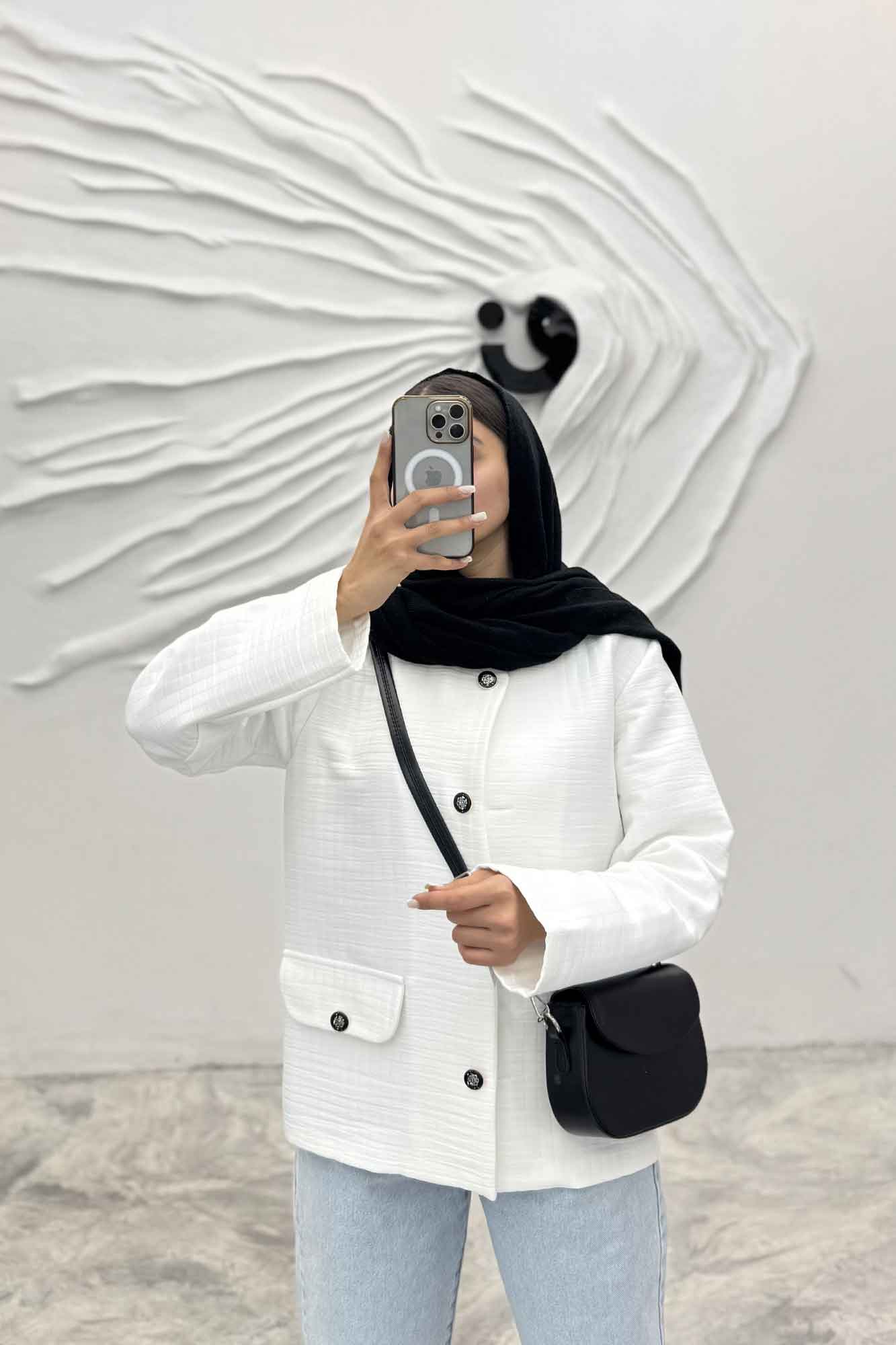 کت یقه گرد طرح جیب فریال مایسا