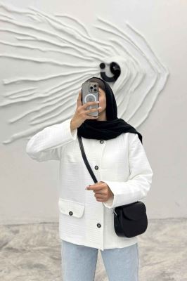 کت یقه گرد طرح جیب فریال مایسا