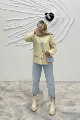 کت یقه گرد طرح جیب فریال مایسا