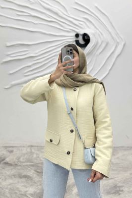 کت یقه گرد طرح جیب فریال مایسا