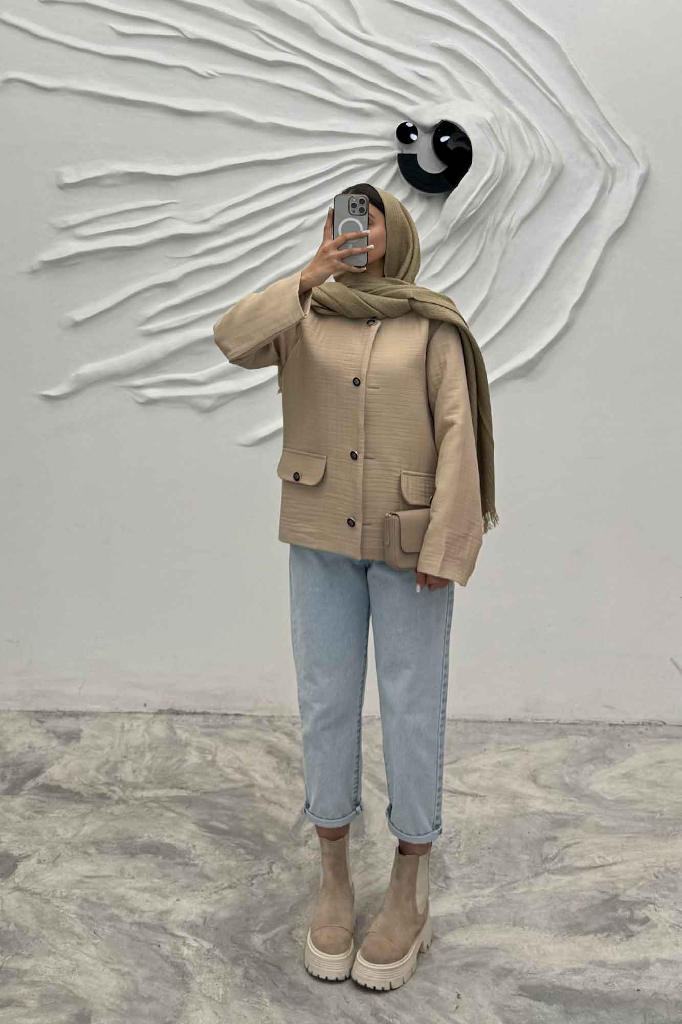 کت یقه گرد طرح جیب فریال مایسا