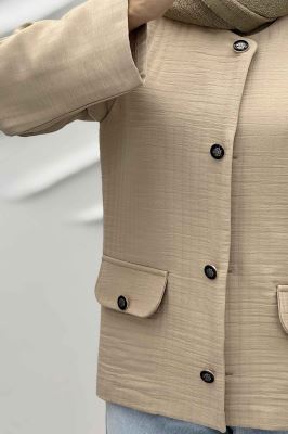 کت یقه گرد طرح جیب فریال مایسا