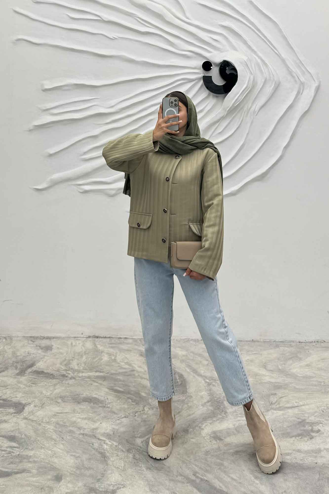 کت یقه گرد طرح جیب فریال مایسا