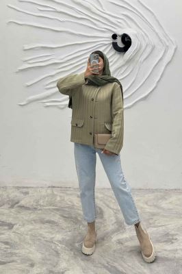 کت یقه گرد طرح جیب فریال مایسا