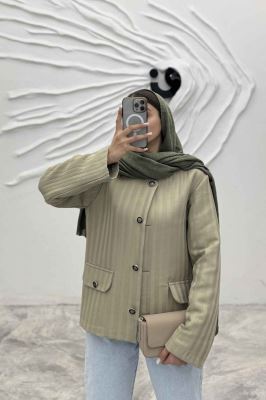 کت یقه گرد طرح جیب فریال مایسا