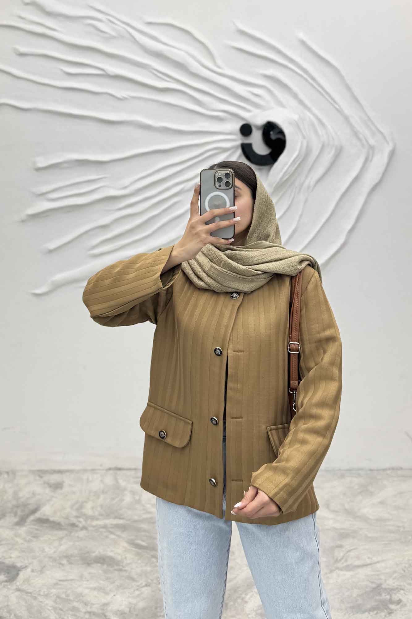 کت یقه گرد طرح جیب فریال مایسا