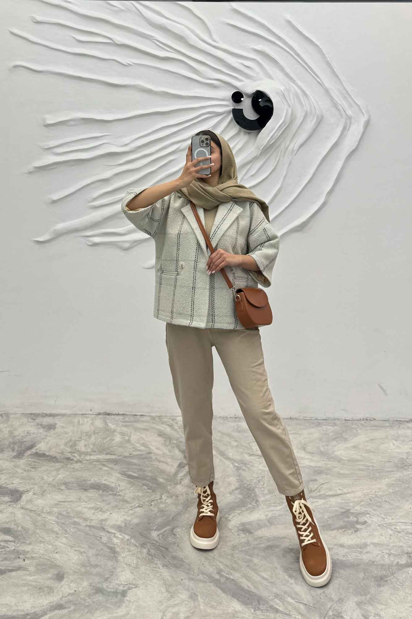 کت آستین سه رب پشمی آستردار دو دکمه