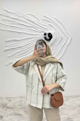 کت آستین سه رب پشمی آستردار دو دکمه