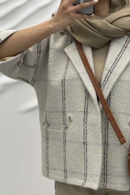 کت آستین سه رب پشمی آستردار دو دکمه