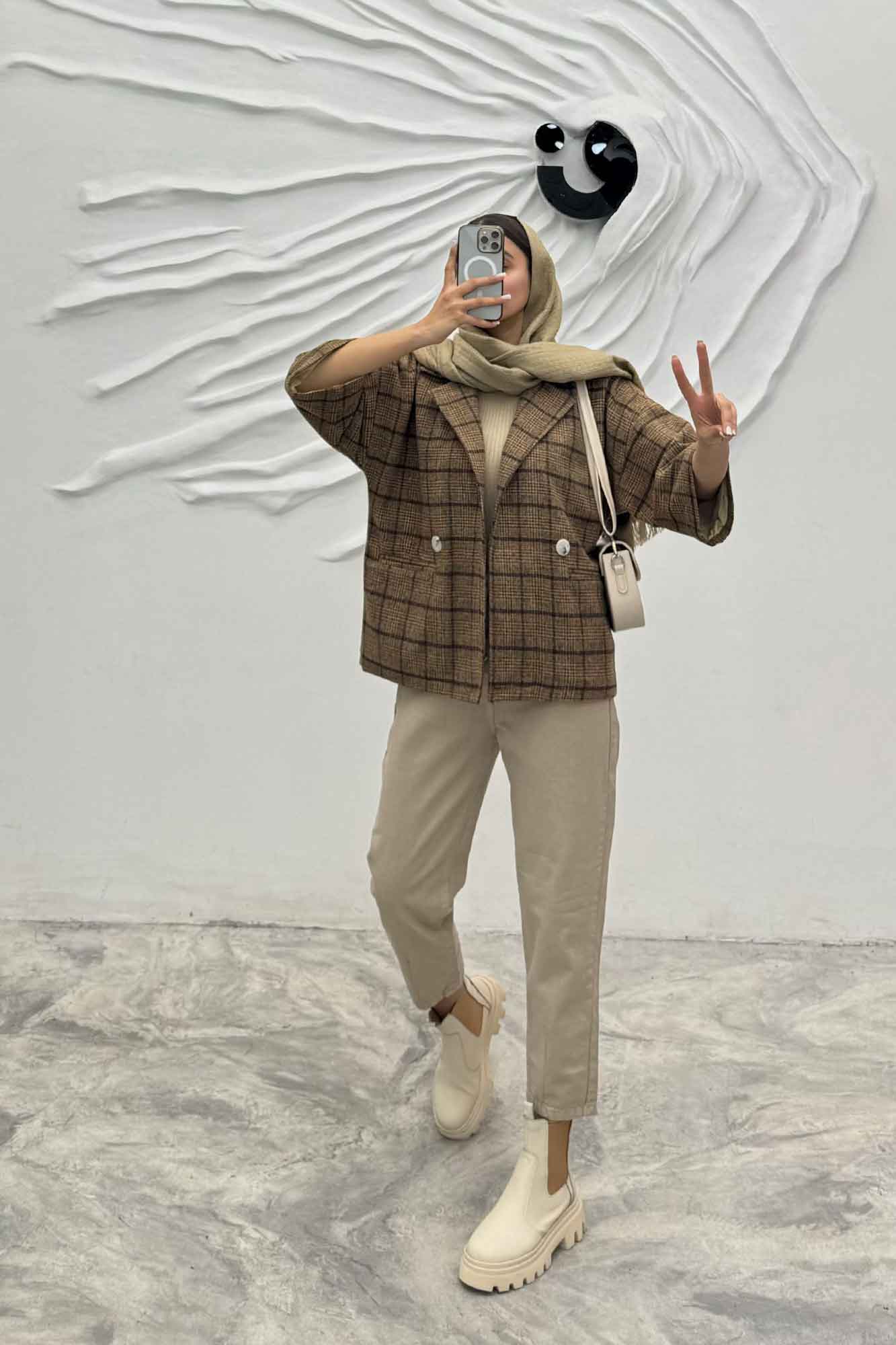 کت آستین سه رب پشمی آستردار دو دکمه