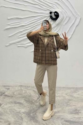 کت آستین سه رب پشمی آستردار دو دکمه