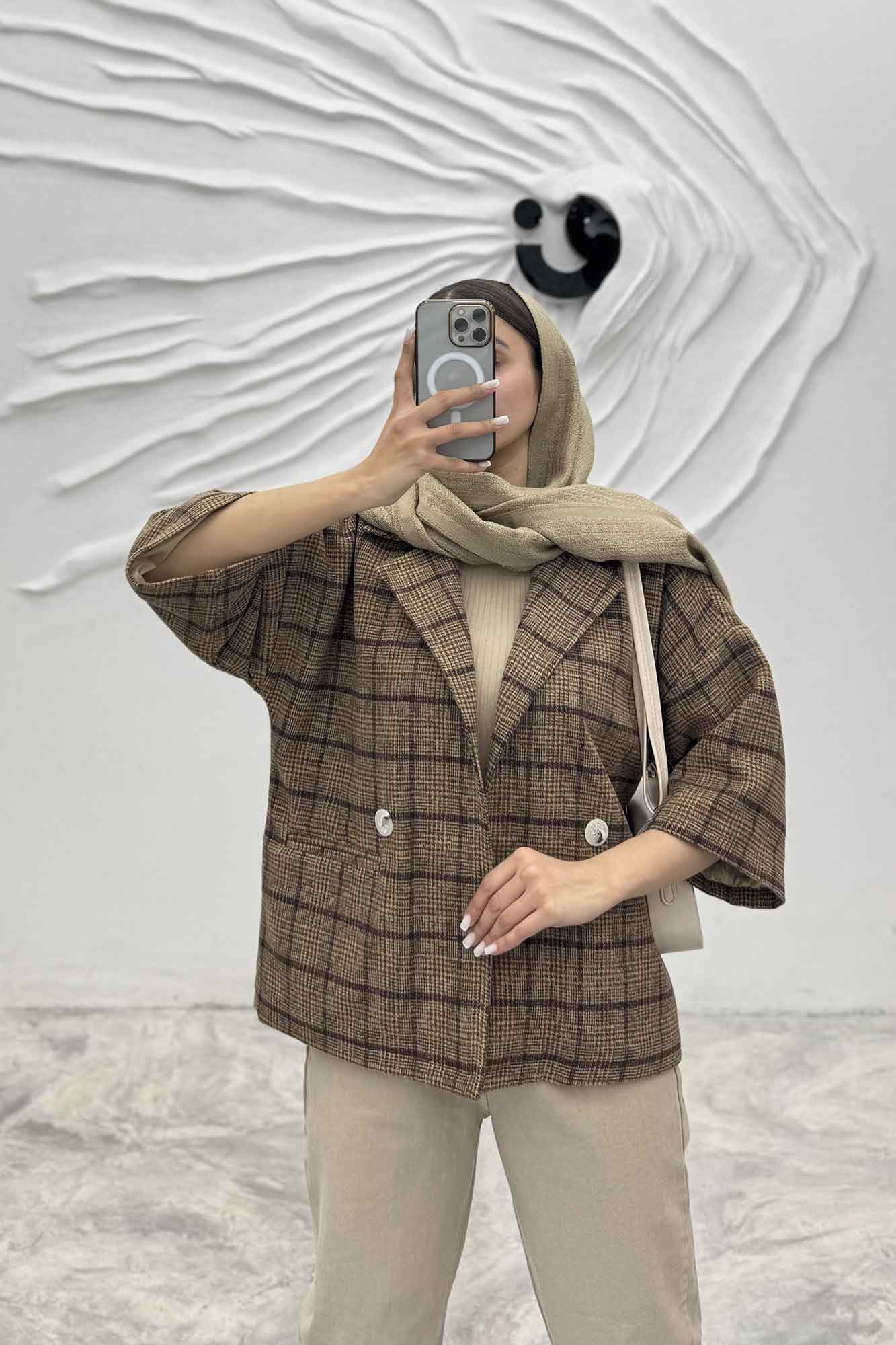 کت آستین سه رب پشمی آستردار دو دکمه