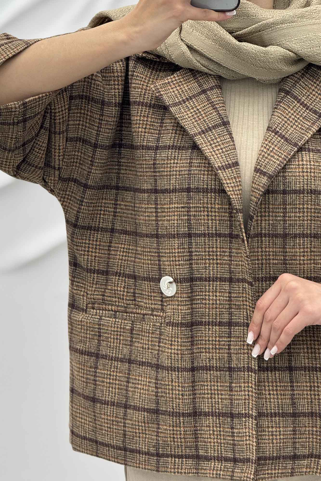 کت آستین سه رب پشمی آستردار دو دکمه