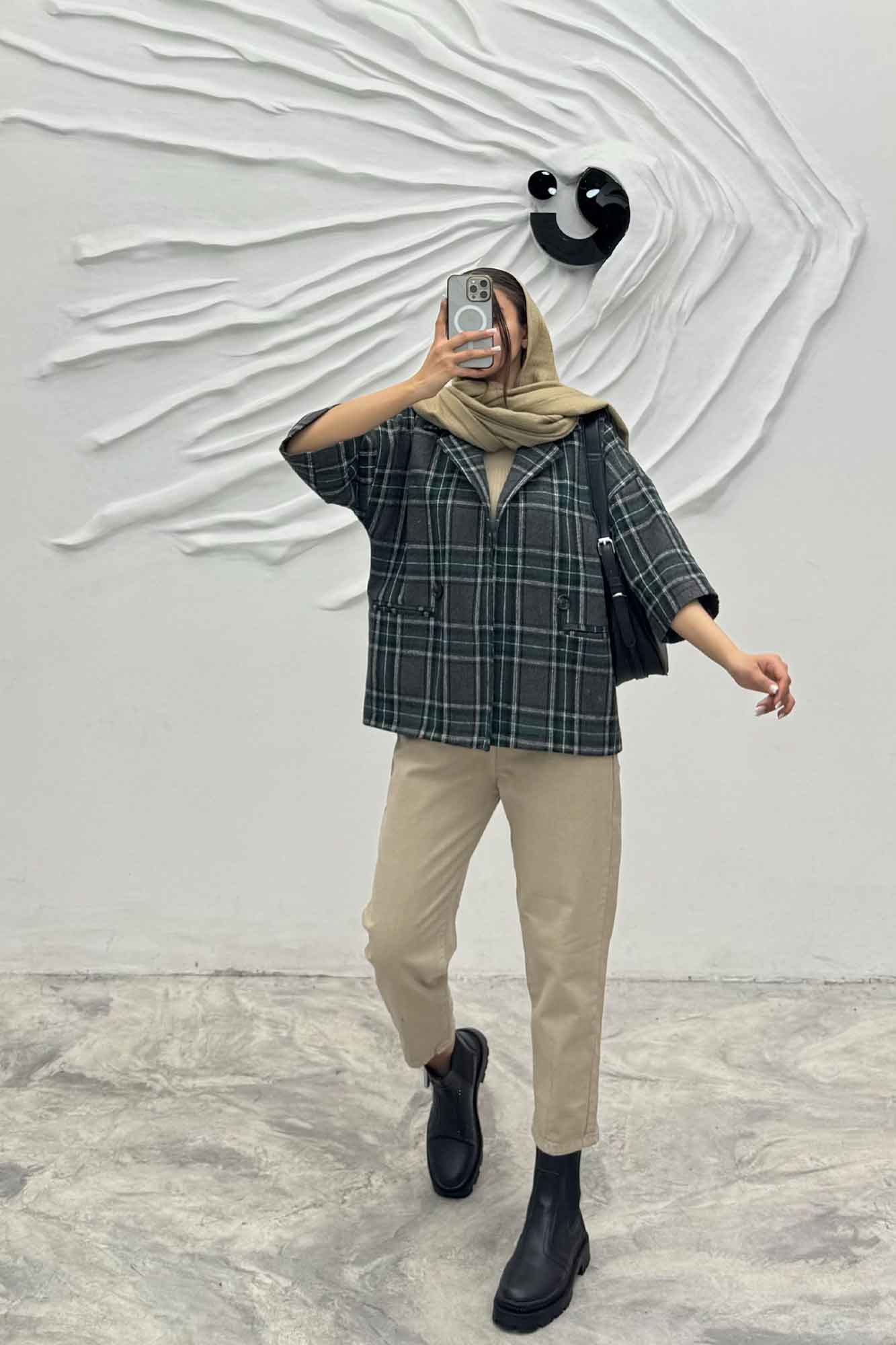 کت آستین سه رب پشمی آستردار دو دکمه