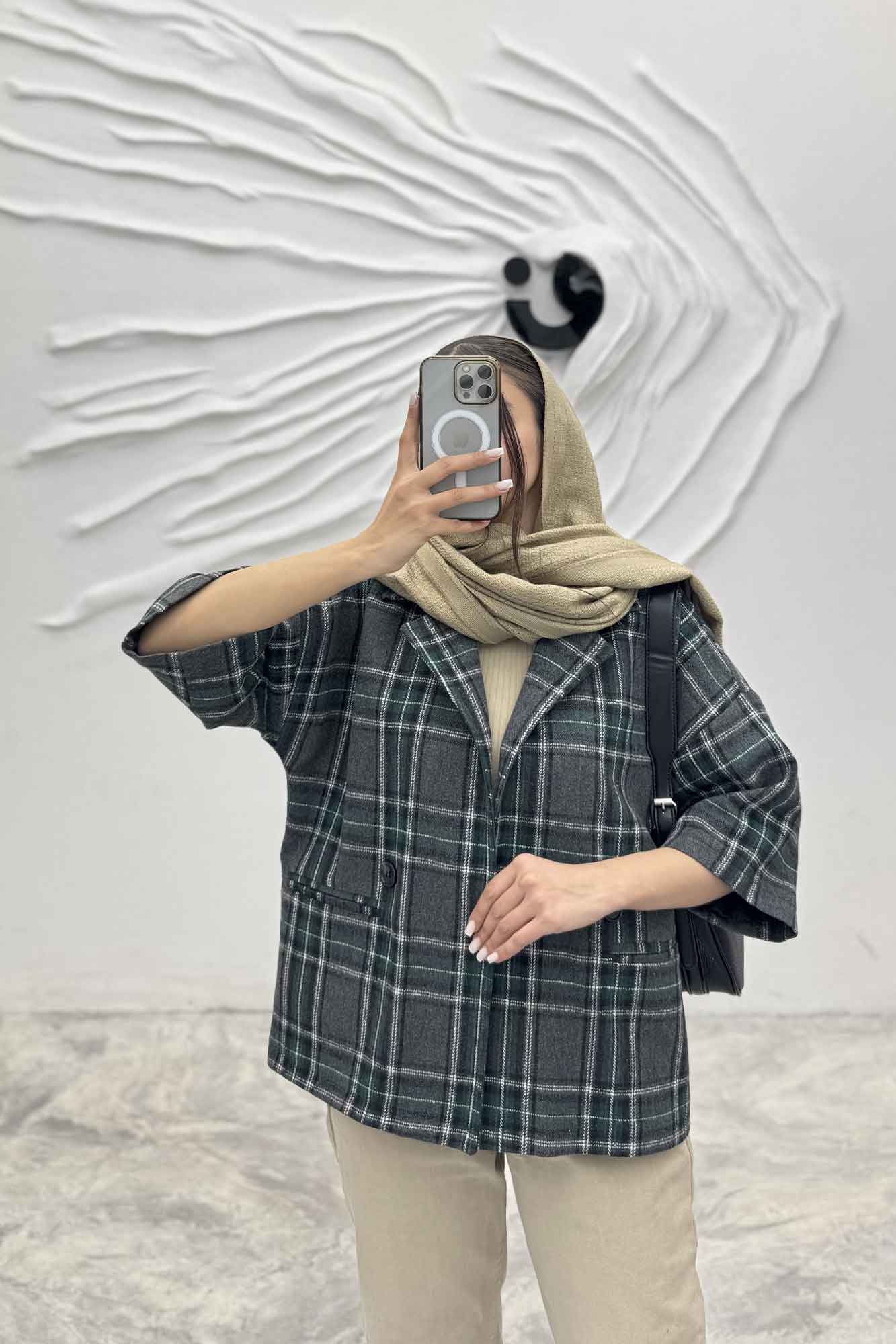 کت آستین سه رب پشمی آستردار دو دکمه