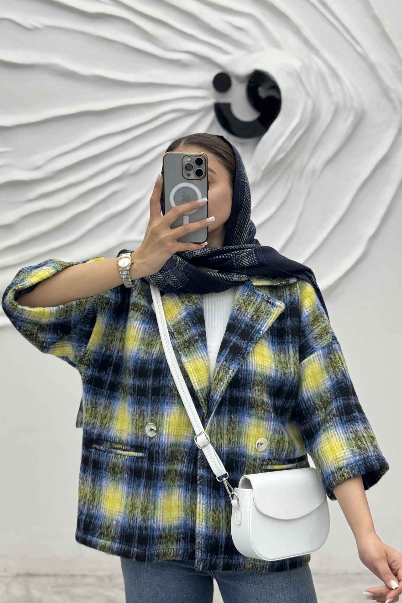 کت آستین سه رب پشمی آستردار دو دکمه