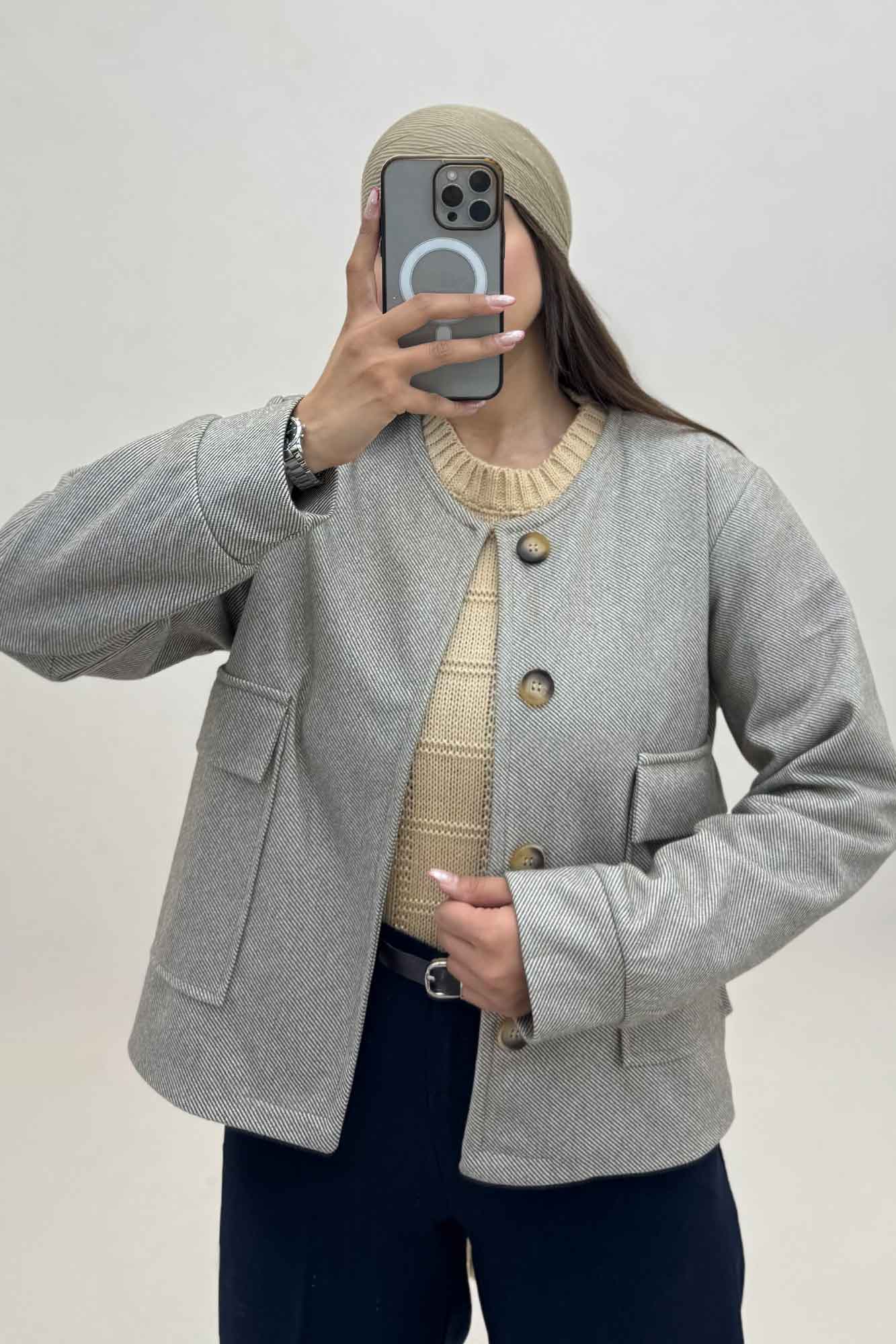 کت فوتر کجراه آستردار دو جیب ASHLEY