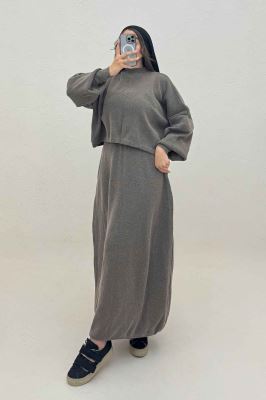 ست بافت اورال دامنی بلند و رویه