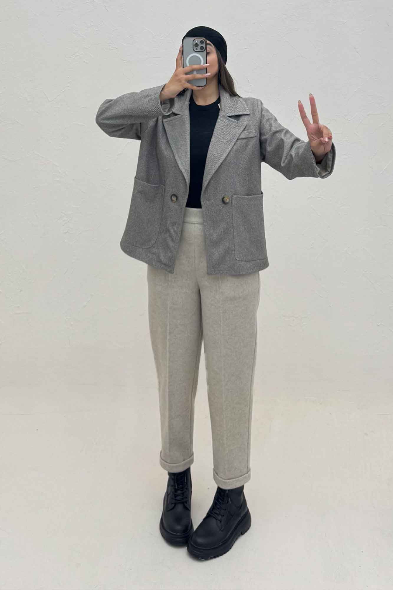 کت فوتر کجراه آستردار سه جیب گونش