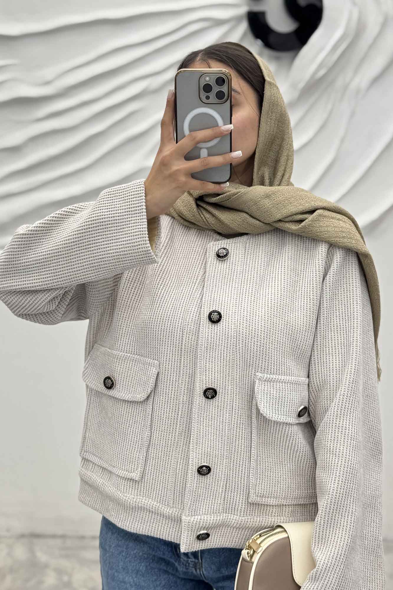 کت دو جیب لمزور بیسکویتی آستردار آیسو