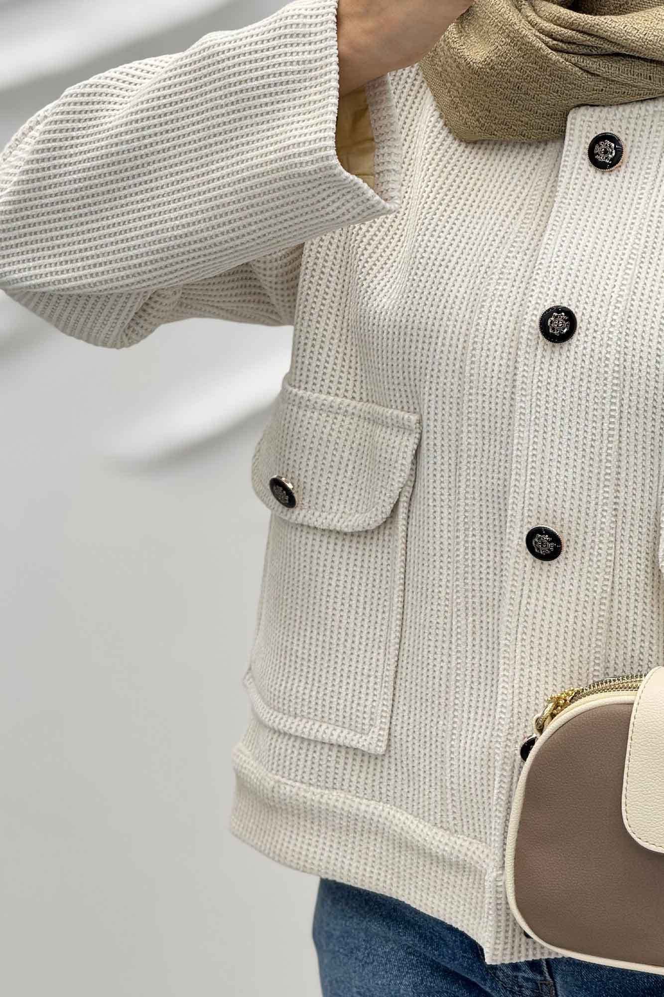 کت دو جیب لمزور بیسکویتی آستردار آیسو