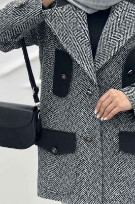 پالتو آستردار توییت پشمی دو رنگ