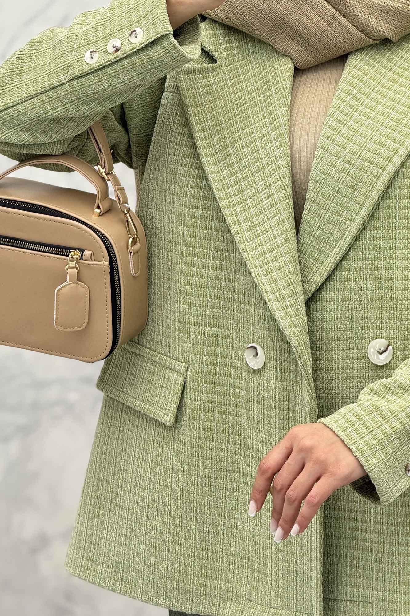 کت آستردار دو دکمه لمزور مخملی ایزابل