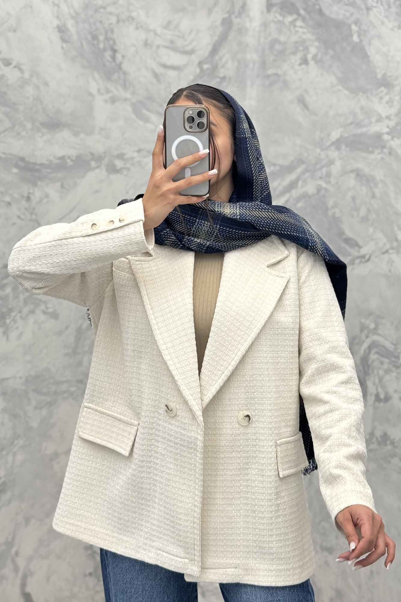 کت آستردار دو دکمه لمزور مخملی ایزابل