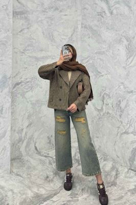 کت آستردار چهار دکمه توییت پشمی