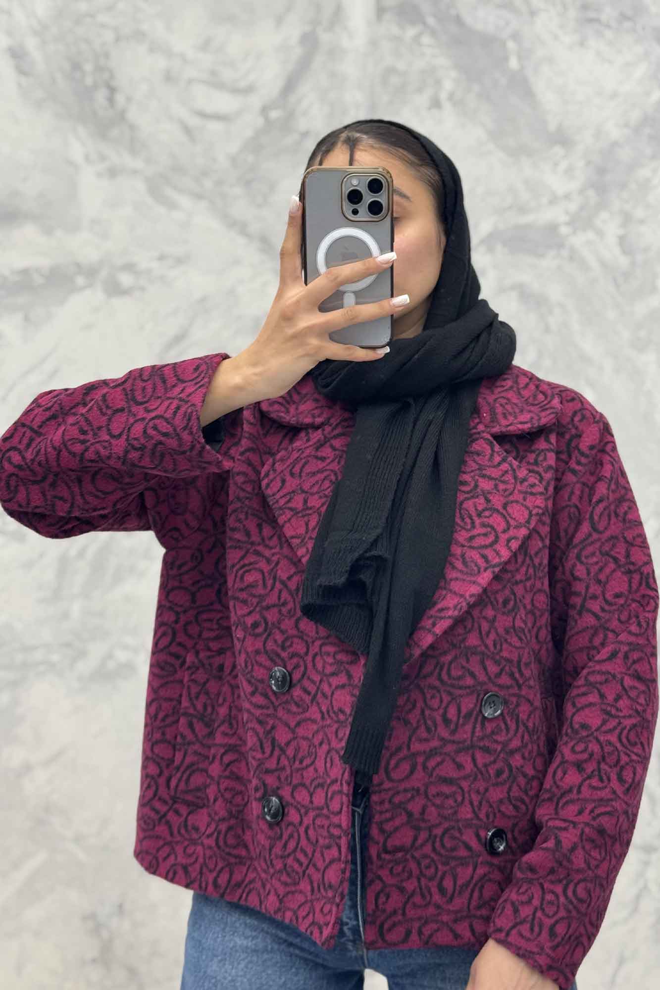 کت آستردار چهار دکمه توییت پشمی