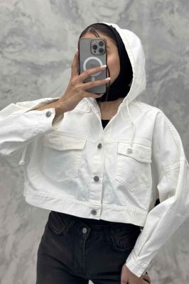 کت کتان کراپ کلاهدار 204993