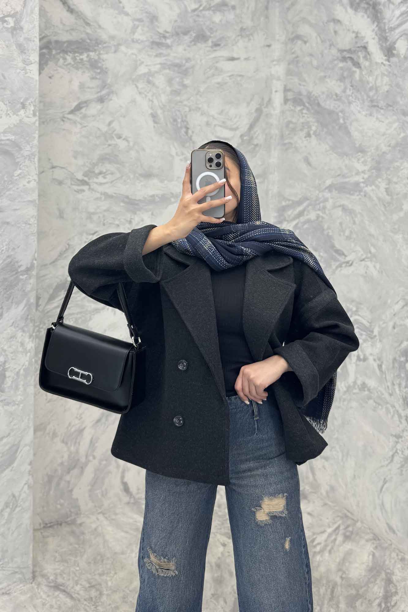 کت فوتر دو رنگ چهار دکمه مچ برگردان