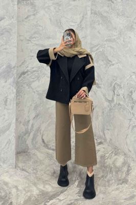 کت فوتر دو رنگ چهار دکمه مچ برگردان