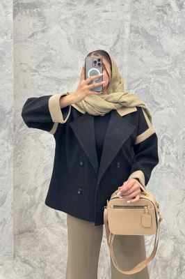 کت فوتر دو رنگ چهار دکمه مچ برگردان