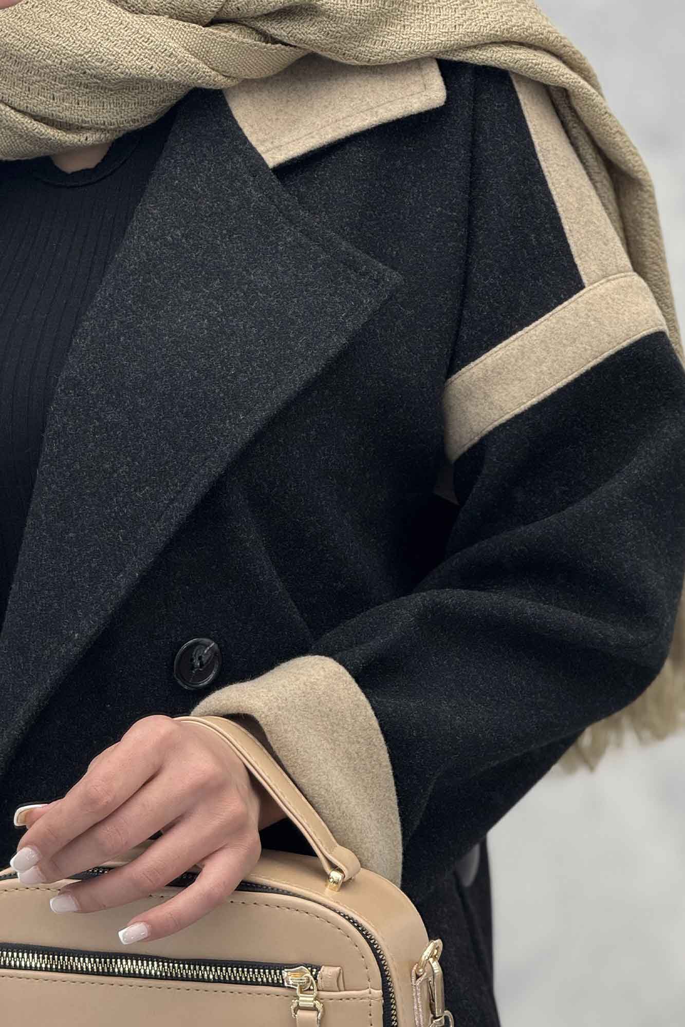 کت فوتر دو رنگ چهار دکمه مچ برگردان