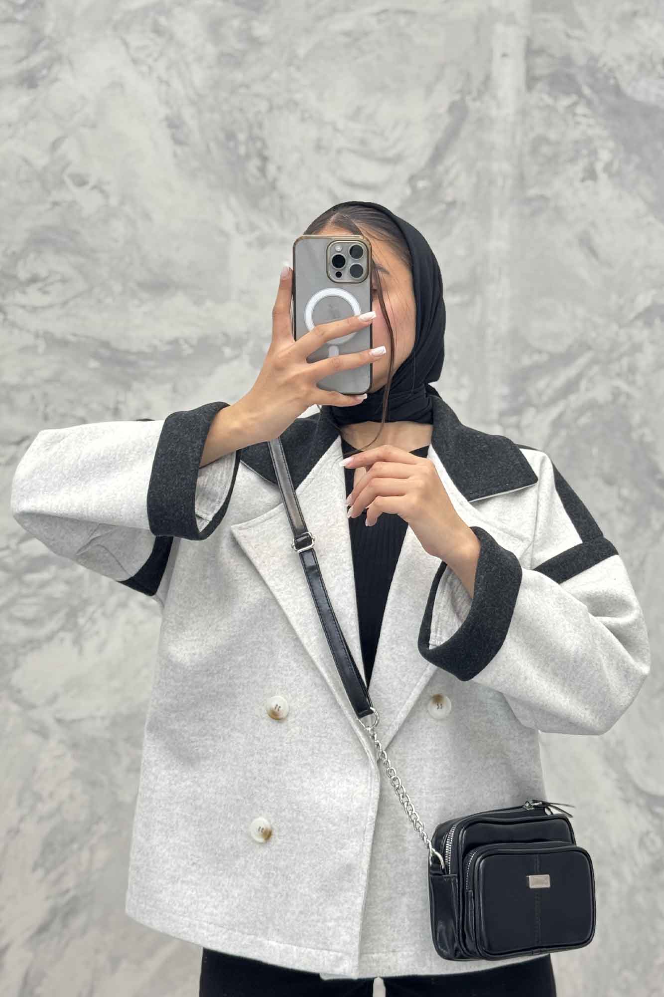 کت فوتر دو رنگ چهار دکمه مچ برگردان