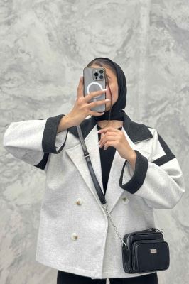 کت فوتر دو رنگ چهار دکمه مچ برگردان