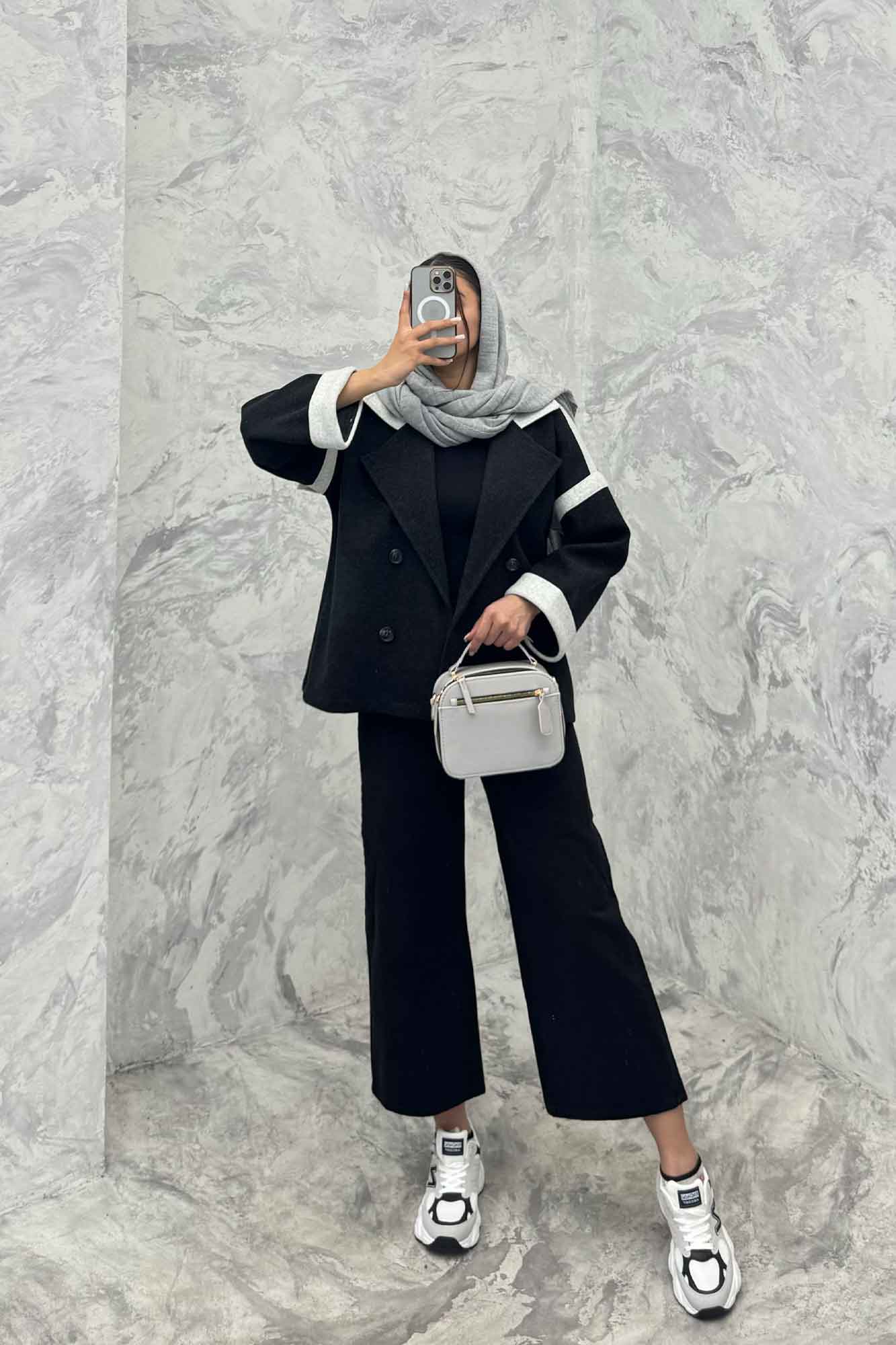 کت فوتر دو رنگ چهار دکمه مچ برگردان