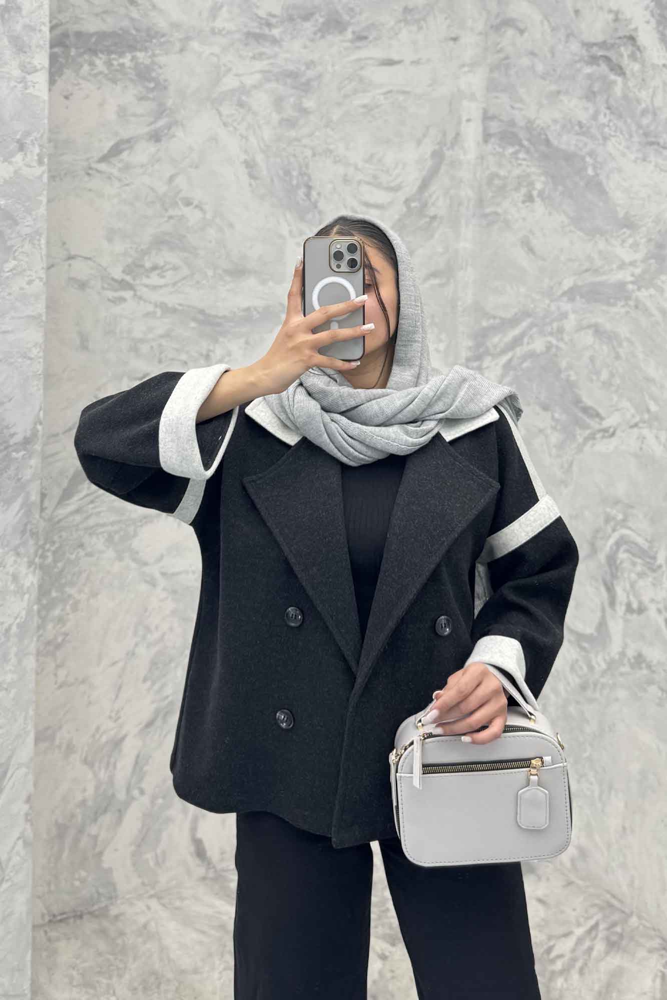 کت فوتر دو رنگ چهار دکمه مچ برگردان