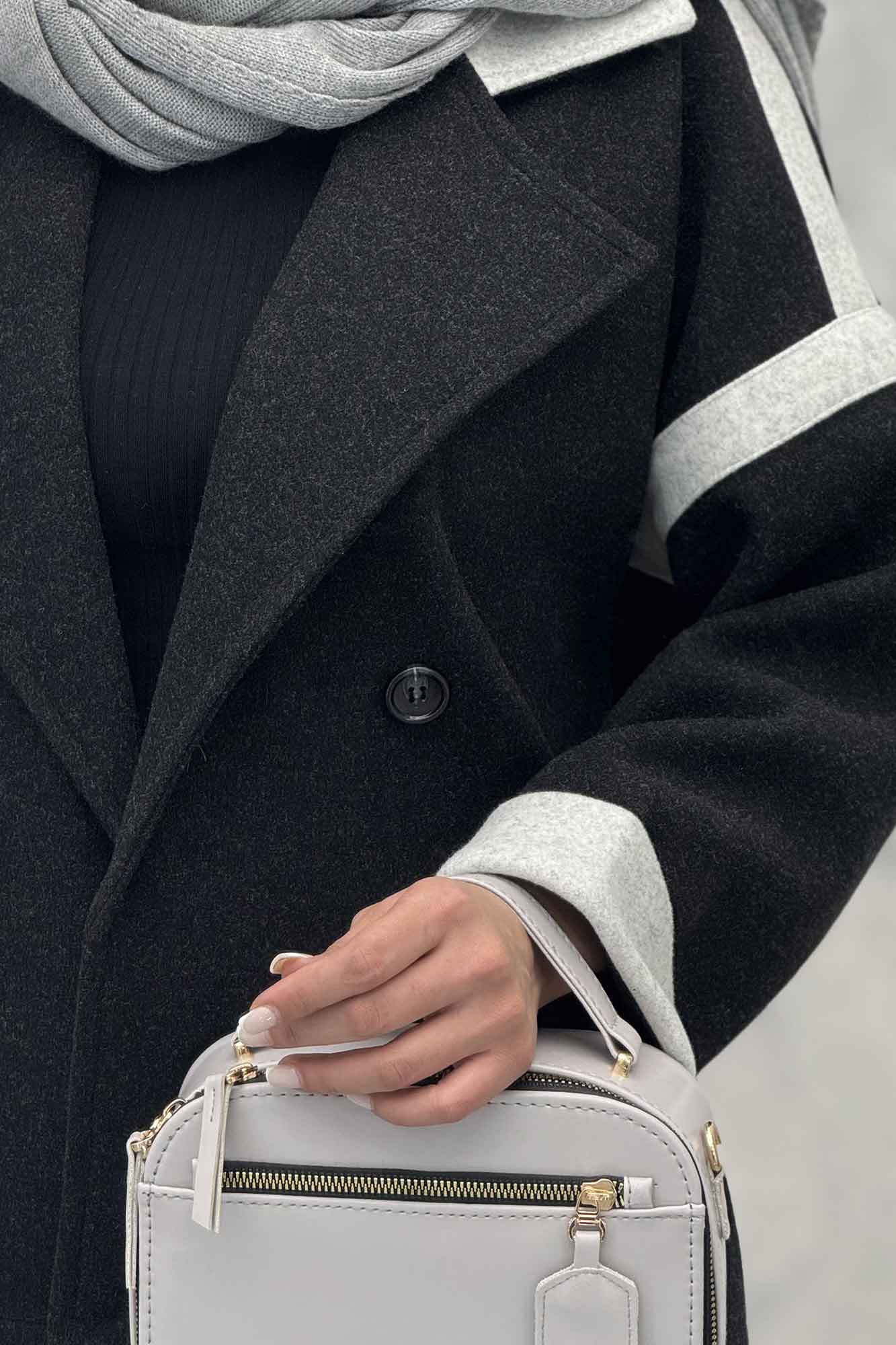 کت فوتر دو رنگ چهار دکمه مچ برگردان