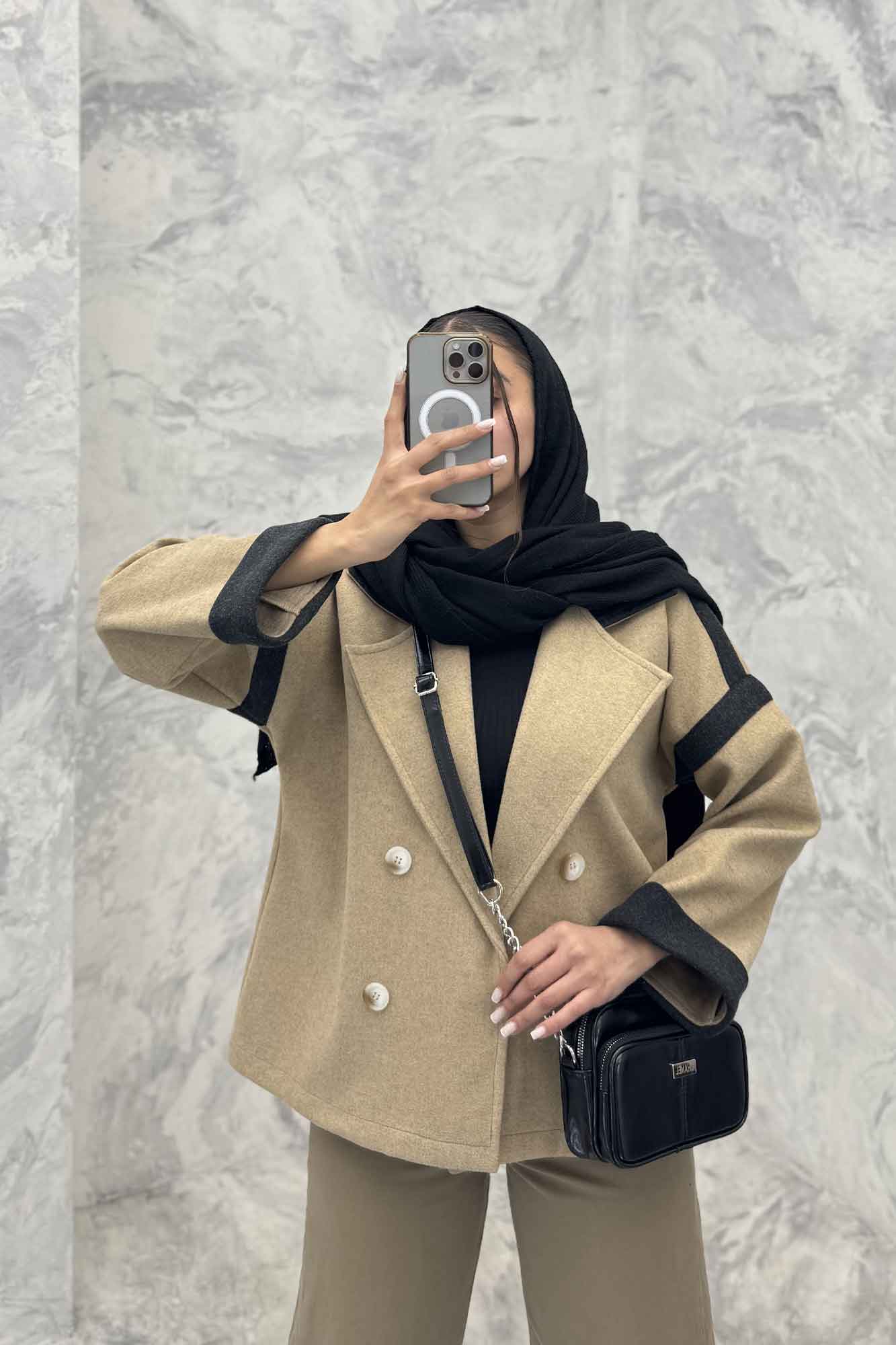 کت فوتر دو رنگ چهار دکمه مچ برگردان