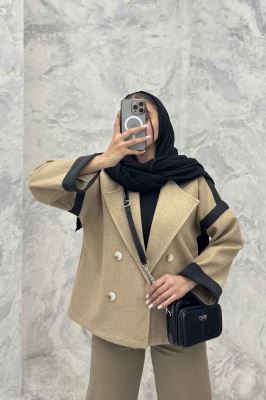 کت فوتر دو رنگ چهار دکمه مچ برگردان