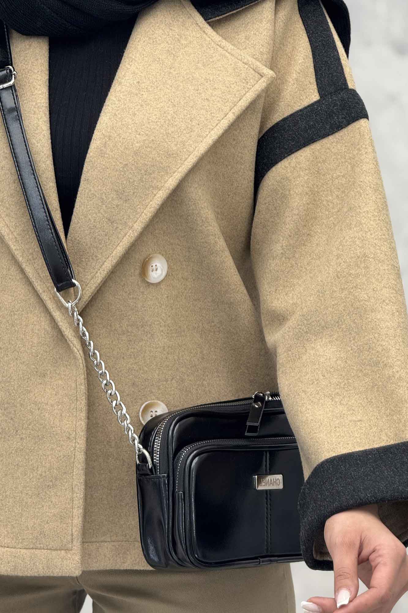 کت فوتر دو رنگ چهار دکمه مچ برگردان