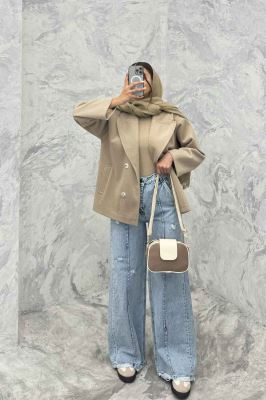 کت فوتر کجراه آستردار چهار دکمه سوزان