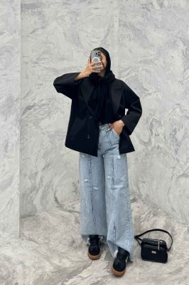 کت فوتر کجراه آستردار چهار دکمه سوزان