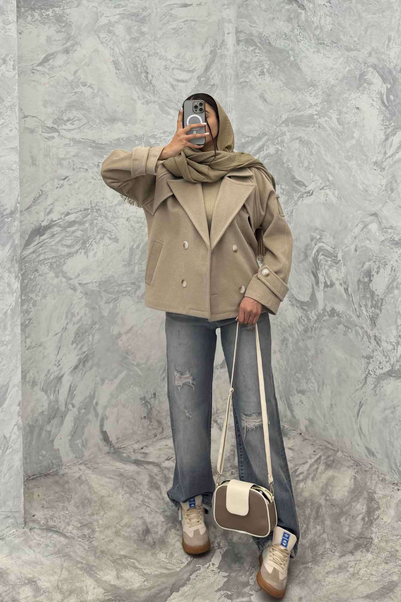 کت فوتر کجراه آستین پاگن آستردار باربارا